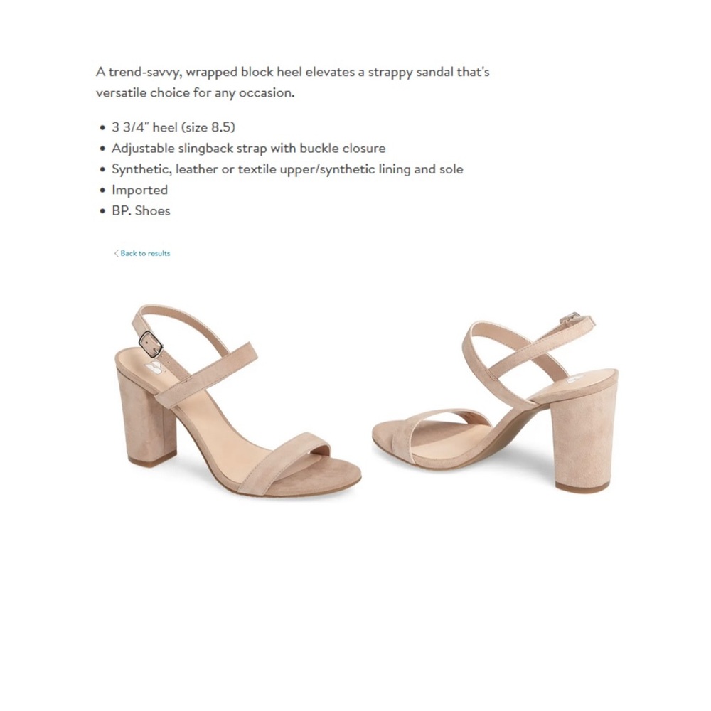 3 3/4 heel- Nude high heel sandal.